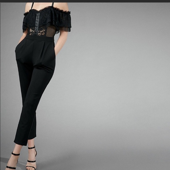 Express Black Jumpsuit with Lace detailing - Picture 1 of 4